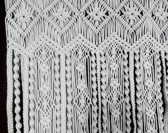 Macrame Door Curtain | Macrame Window Curtain | Outdoor Backyard Party  Home Decor | large Wedding Backdrop Wall Hanging Tapestry white
