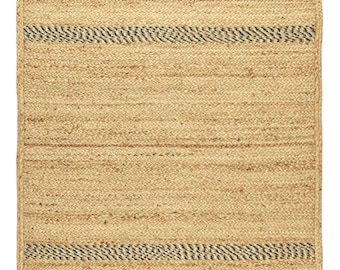 Handgeweven jute tapijt, natuurlijke jute loper, traploper, boho tapijt, groot henneptapijt, keukentapijt, gevlochten henneptapijt, zwart jute tapijt