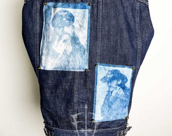 1 di 1 Gilet di jeans Motorhead personalizzato - Cyanotype, Borchiato - Rock, Metal, Heavy, Goth, Borchie, Punk, Rock N Roll, Lemmy, Motorhead