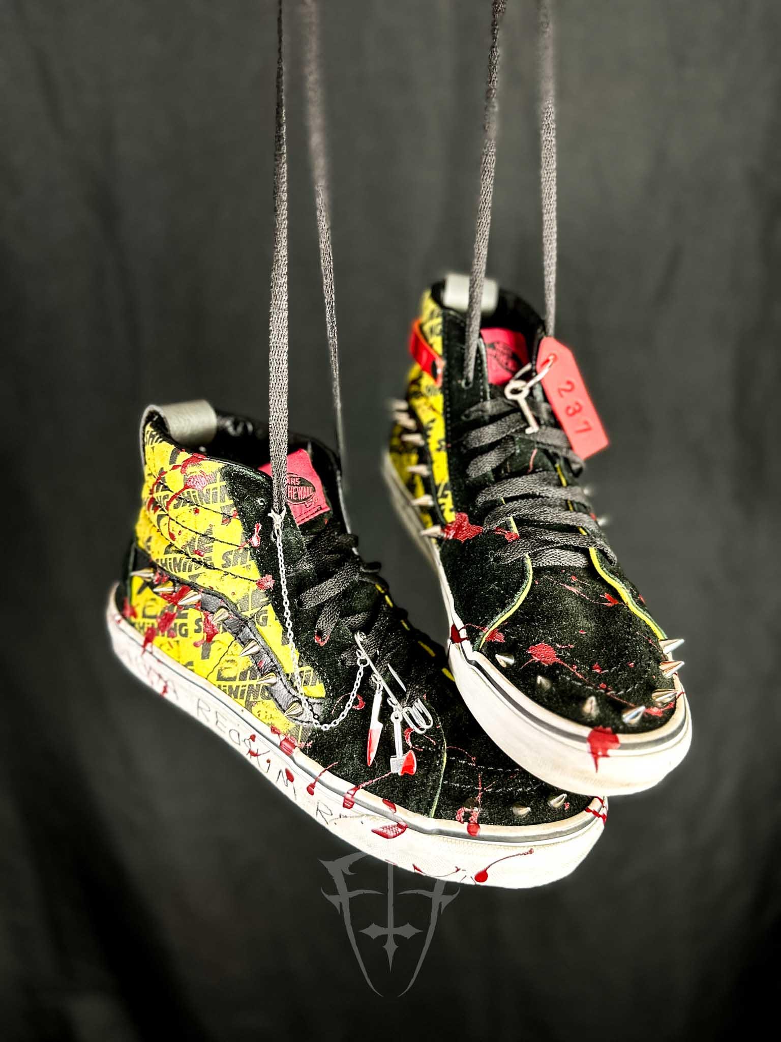 Handmade Shoes Vans Old Skool Nere Rosse Spiked Vans Shoes