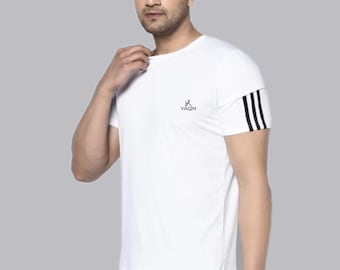 YAQR Men's Striped Casual T-Shirt Regular