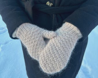 Double Moss Stitch Mittens Knitting Pattern | English & Norwegian PDF
