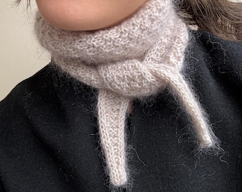 Mini Scarf Knitting Pattern | Double Moss Stitch | English & Norwegian PDF