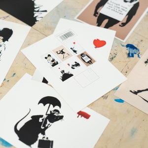 Banksy Postkarten 6er Set, Geburtstagskarte, Banksy Girl with Balloon, Thank you Card, Postcards