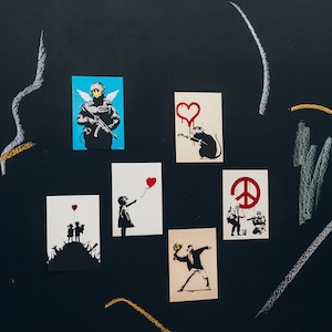 Lot de 6 cartes postales Banksy, carte d'anniversaire, fille Banksy avec ballon, carte de remerciement, cartes postales