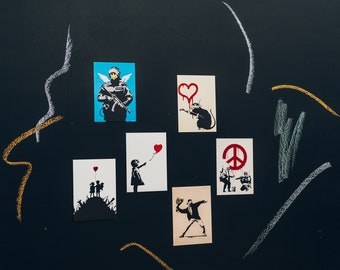 Banksy ansichtkaarten set van 6, verjaardagskaart, Banksy meisje met ballon, bedankkaart, ansichtkaarten