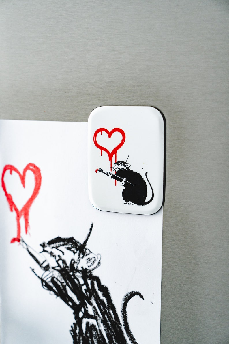 Kühlschrankmagnete, Banksy Collection, Banksy Kunstdruck, Weihnachtsgeschenk, Gschenk für Sie Love Rat