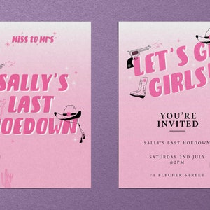 Cowgirl Themed Invitation Bundle Templates - Hens Party Invitation Bundle - Pink Rodeo Party Invitation - Editable Templates