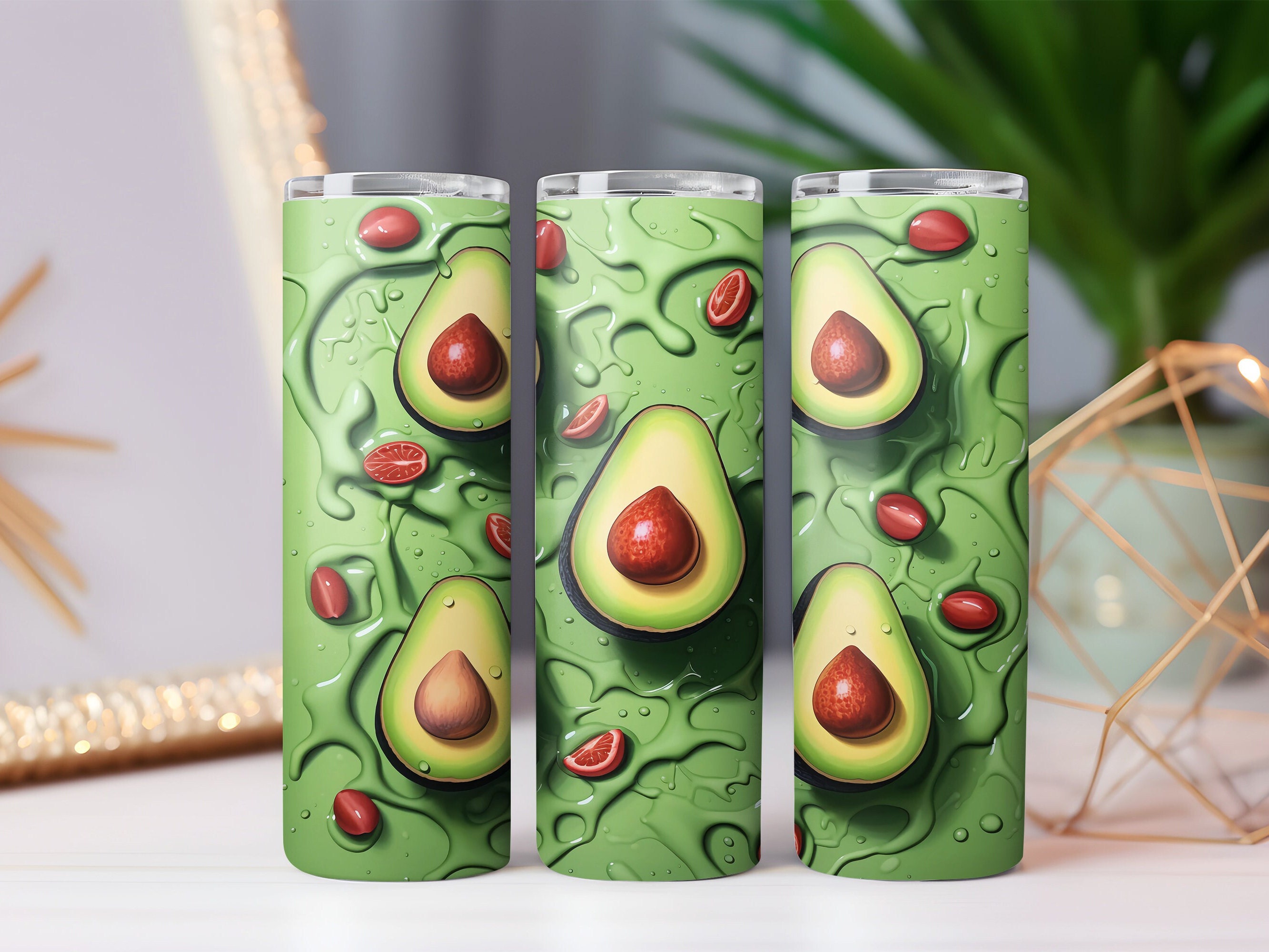 Avocado Tumbler with Lids and Straws Avocado Gifts for Fitness Lovers Women  Avocado Stuff with Exercise Basketball Insulated Tumblers Avocado Water  Bottles 