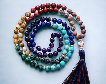 108 Beads Mala Necklace,7 Chakra Necklace, Yoga Necklace, Meditation Necklace