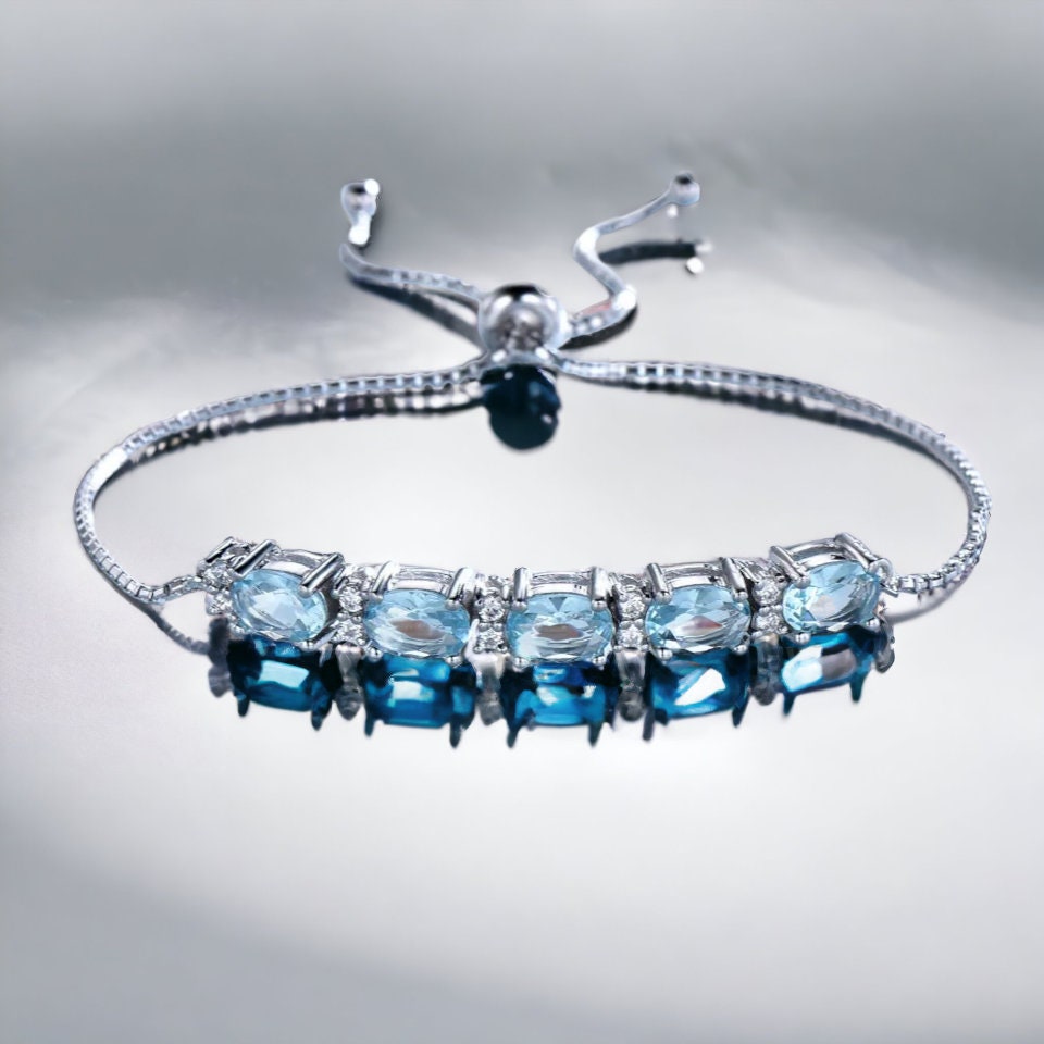 ブレスレット cat hammill Bronze Crystal bracelet set blue Charm Bracelet, Blue Bracelet, Crystal Bracelet, Blue Topaz