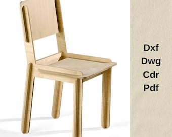 Pliki do cięcia CNC, pliki do druku cyfrowego, model krzesła, projekt krzesła w formacie DXF, Vcarve, pliki routera CNC, maszyna CNC, krzesło drewniane, plany mebli, projekt cięcia