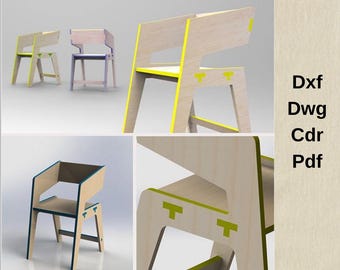 Modelo de silla cortada por CNC, máquina CNC, archivos de máquina de corte, enrutador CNC, archivos de dibujo de silla, muebles de madera, modelo de silla de madera, archivos DXF, proyecto CNC,