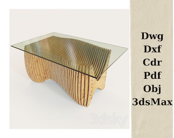 parametric desing,cnc cutting files,wood table model,parametric furniture,cnc router,cutting machine files,dxf,parametric model,coffee table
