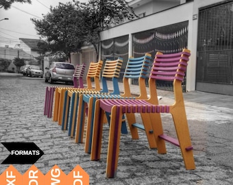 CNC CUTTING FILE wooden chair, cnc chair, laser cut files, cnc files, dxf files, vcarve files, cnc wooden furniture, cdr files, cnc carving