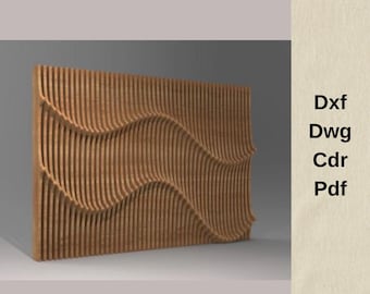 cnc cutting files,parametric desing,vcarve,wood wall decor,parametric wall art,wave walldeco,cnc router files,dxf files for cnc,cnc project