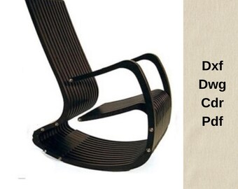 May include: A modern, dark brown rocking chair with a slatted back and seat, and curved armrests. The chair is made of wood and has a sleek, minimalist design. The chair's dimensions are not visible in the image.