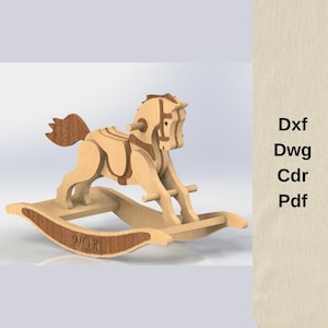 CNC cutting files,dxf file for cnc,wood rocking chair files,wood cut files,children furniture,cnc vector files,cnc rocking horse project,dxf