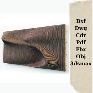parametric design walldecor,cnc cutting files,3d wall art,wave wall decor,parametric wave,cutting machine files,wood wall decor,dxf cut file