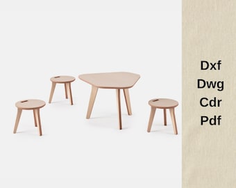cnc cutting files,dxf for cnc,wood kids furniture files,cnc machine,vcarve,cnc router files,children table ans stool set,cnc table cut files