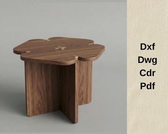 Pliki do cięcia CNC, pliki DXF dla CNC, projekt drewnianego stołka, pliki do cięcia mebli CNC, router CNC, VCarve, pliki do cięcia stołka, plany cięcia sklejki, CNC