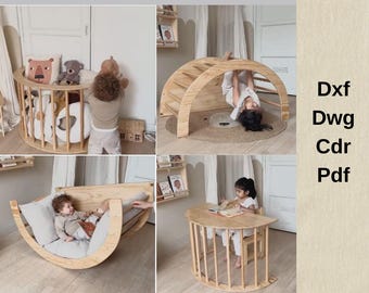 Lime à découper cnc, aire de jeux pour enfants, meubles polyvalents pour enfants, lit à bascule, chaise à bascule, dxf, lime pour meubles en bois, machine cnc,