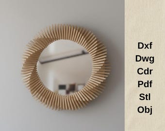 Pliki do cięcia CNC, grafiki ścienne 3D, meble parametryczne, pliki DXF dla CNC, wydruki cyfrowe, pliki STL dla CNC, projekt drewnianego lustra, samolot CNC, VCarve, pliki DXF, pliki STL