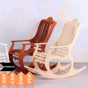 CNC CUTTING FILE wooden rocking chair, cnc chair, laser cut files, cnc files, dxf files, vcarve files, cnc wooden furniture, cdr files, cnc
