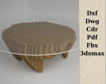 CNC-Schneidedateien, parametrisches Design, Holz-Couchtischzeichnung, Schneidemaschinendateien, CNC-Fräse, Tischzeichnungsdateien, DXF-Datei, CNC-Schnittdateien, CDR