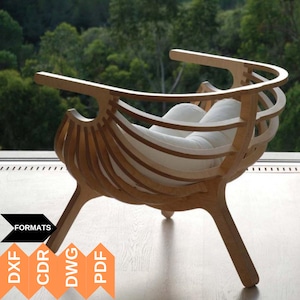 CNC CUTTING FILE wooden chair, cnc chair, laser cut files, cnc files, dxf files, vcarve files, cnc wooden furniture, cdr files, cnc carving