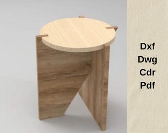 Pliki routera CNC, pliki DXF, model drewnianego stołka, maszyna CNC, pliki VCarve, pliki do cięcia CNC, pliki mebli drewnianych, pliki wektorowe CNC, plany CNC