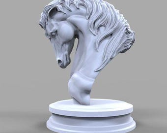 3d stl model,3d horse bust stl,digital print files,3d printer files,3d printing stl files,stl for print,3d horse figure,3d horse statue stl