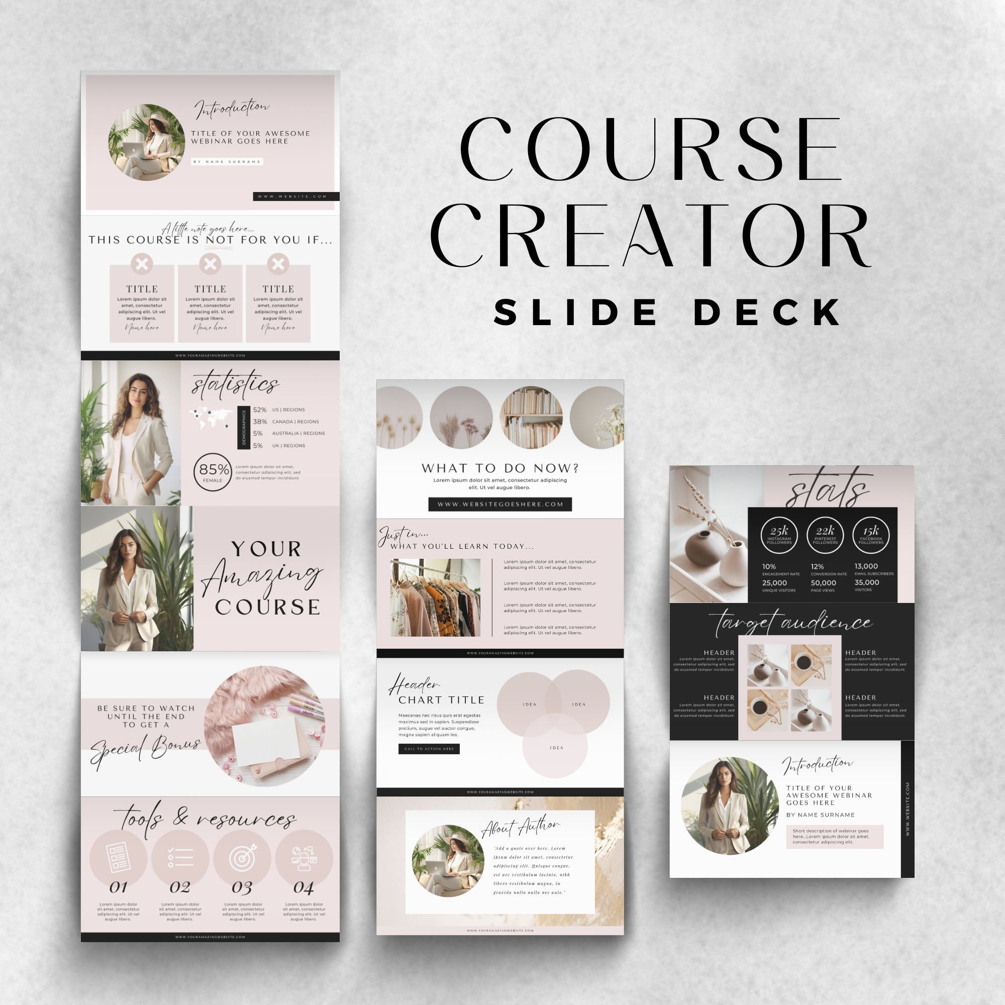 Kurs-Ersteller Slide Deck, Webinar-Vorlage, Canva Pocket-Pitch Deck, Masterclass Slide-Präsentationsvorlage Masterclass, Coaching-Course-Course