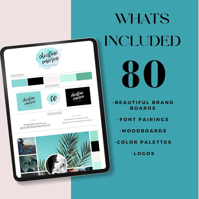 Lyxigt varumärkeskit, varumärkestavlalogotyp, gör-det-själv-varumärkeskit, företagsvarumärkeskit, gör-det-själv-logotypdesigner, moodboard, redigerbar Canva-mall bild 2