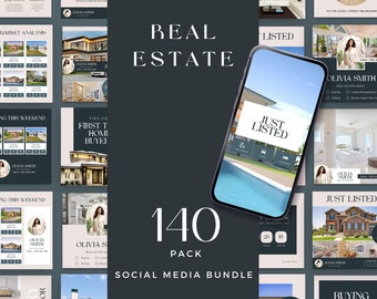 Real Estate Social Media Instagram Bundle, Real Estate IG, Realtor Marketing, Realtor Social Media Posts, Realtor Branding, Canva Templates