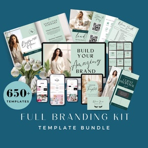 Brand Identity Guidelines Branding Starter Kit, Canva Template, Full Business Starter Package Brand Bundle, Branding Design, Custom DIY Logo