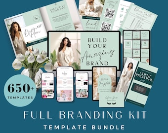 Brand Identity Guidelines Branding Starter Kit, Canva Template, Full Business Starter Package Brand Bundle, Branding Design, Custom DIY Logo