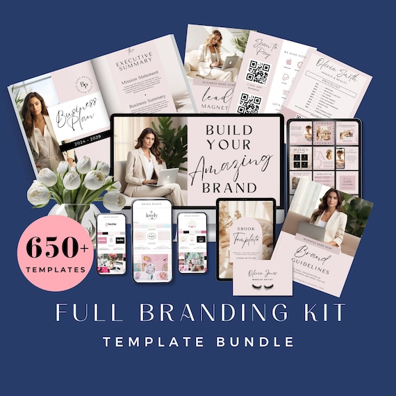 Brand Identity Kit, Full Business Starter Package, Brand Bundle, Branding Design, Canva Templates, Brand Guidelines, Custom Branding Logo