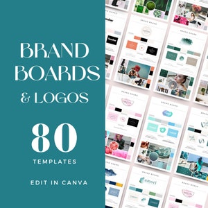 Kit de marca de lujo, logotipo de tablero de marca, kit de marca de bricolaje, kit de marca empresarial, diseños de logotipos de bricolaje, tablero de estado de ánimo, plantilla Canva editable