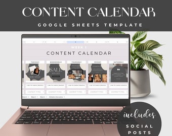 Instagram Content Calendar on Google Sheets Template, Social Media Manager Content Calendar, Tracker Planner, Editable Planner Spreadsheet,
