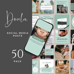Doula Templates for Social Media, Editable Doula Handout, Instagram post templates, Canva Template editable, IG Stories, Pinterest Bundle