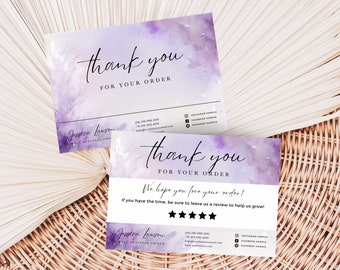 Thank you card template INSTANT DOWNLOAD Doula business cards leave review small business care customer thank you tag canva editable PW1