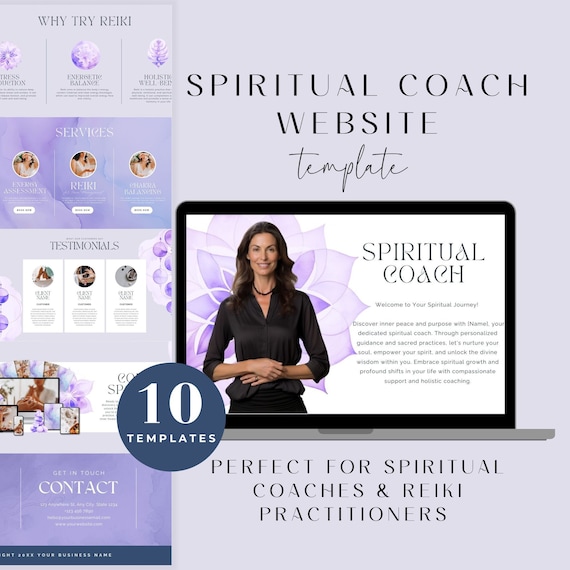 Spiritual Coach Website Template Canva Website, Reiki Practitioner, Life Coach, Yoga Chakra,  Crystal Healing, Reiki Business, Sales Page
