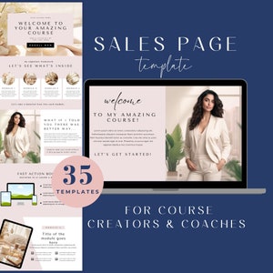 Course Sales Page Canva Template, Course Creator Sales Page, Canva Website Template, Course Launch, Sales Funnel, Website Landing Page