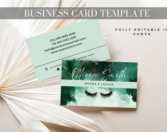 Feminine Business Card Template Printable Business Card Design Small business thank you, business care card DIY Calling card, Lashes, Beauty