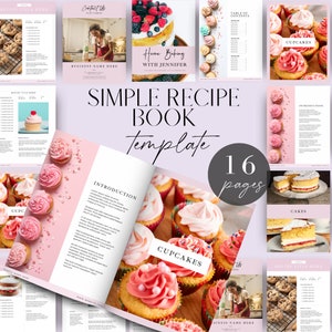 Recipe Ebook Template Cookbook Book, Canva Template Editable, Family Recipe Card, Home Baking Recipe Binder Card Template, Digital Workbook