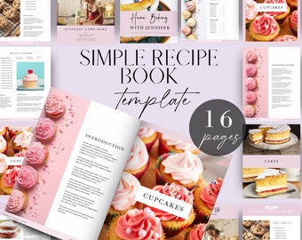 Recipe Ebook Template Cookbook Book, Canva Template Editable, Family Recipe Card, Home Baking Recipe Binder Card Template, Digital Workbook
