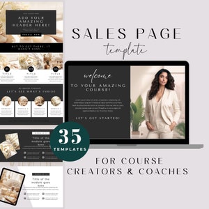 Course Sales Page Canva Template, Course Creator Sales Page, Canva Website Template, Course Launch, Sales Funnel, Website Landing Page