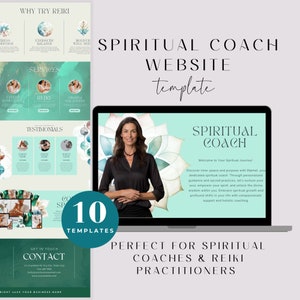 Spiritual Web Template Canva Website, Reiki Practitioner, Life Coach, Yoga Chakra,  Crystal Healing, Reiki Business, Sales Page