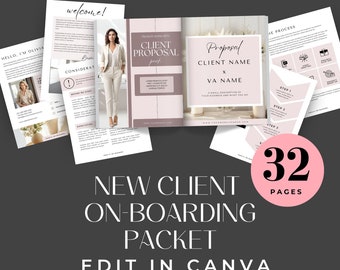 Angebotsvertragsvorlage, Willkommenspaket für neue Kunden, Canva Business-Projektvorlage, Business Coach On-Boarding Virtueller Assistent, VA